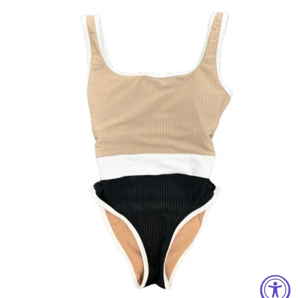 LainSnow Tan and Black One Piece Swimsuit